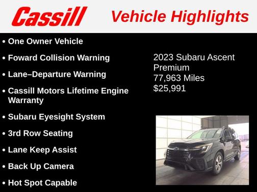 Crystal Black Silica 2023 Subaru Ascent Premium 8-Passenger
