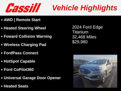 Silver Metallic 2024 Ford Edge Titanium