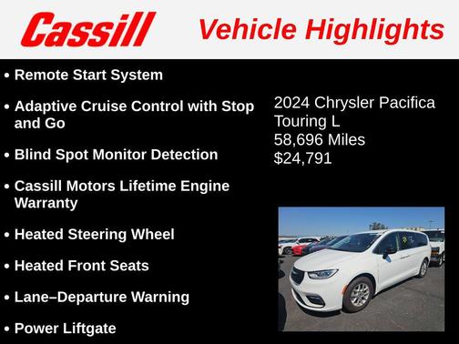 Bright White Clearcoat 2024 Chrysler Pacifica Touring L