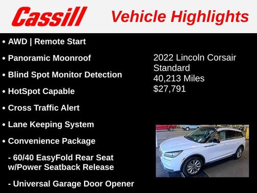 Pristine White Metallic Tri-Coat 2022 Lincoln Corsair Standard