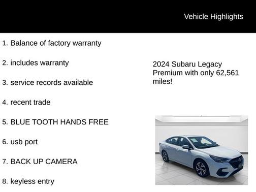 Crystal White Pearl 2024 Subaru Legacy Premium