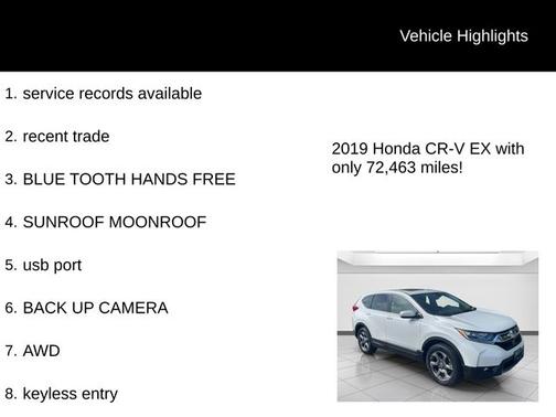 Platinum White Pearl 2019 Honda CR-V EX