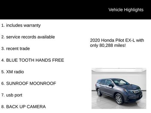 Modern Steel Metallic 2020 Honda Pilot EX-L