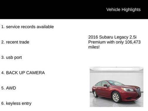 2016 Subaru Legacy 2.5i
