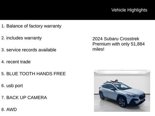 Crystal White Pearl 2024 Subaru Crosstrek Premium