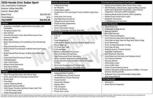 2026 Honda Civic Sport