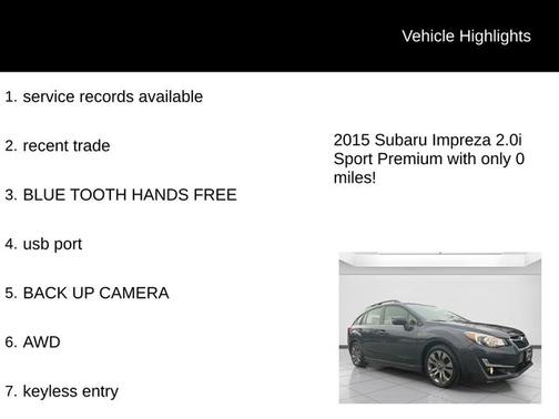 2015 Subaru Impreza 2.0i Sport Premium