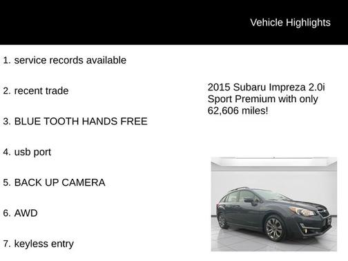 2015 Subaru Impreza 2.0i Sport Premium