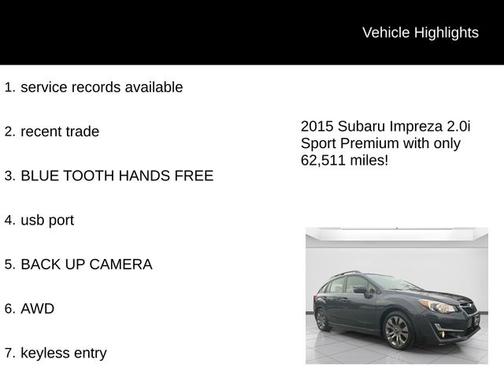 2015 Subaru Impreza 2.0i Sport Premium
