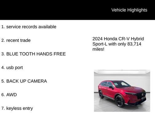 Radiant Red Metallic 2024 Honda CR-V Hybrid Sport-L