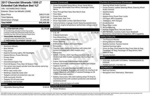 Silver Ice Metallic 2017 Chevrolet Silverado 1500 LT