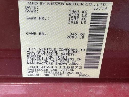 2020 Nissan Altima SR FWD