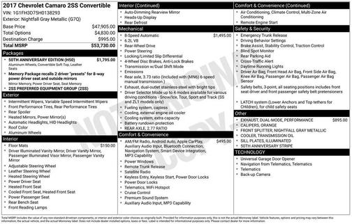 2017 Chevrolet Camaro 2SS