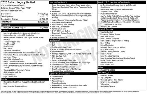 2025 Subaru Legacy Limited
