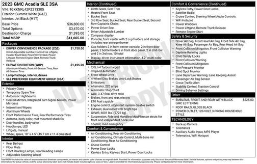 Summit White 2023 GMC Acadia FWD SLE