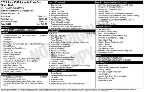 Bright White Clearcoat 2024 RAM 1500 Laramie