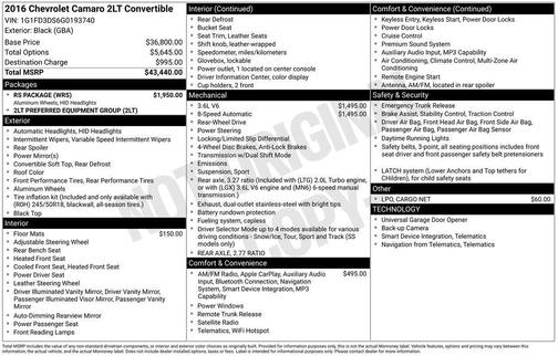 2016 Chevrolet Camaro 2LT