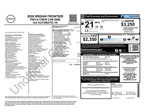 Glacier White 2026 Nissan Frontier PRO-X