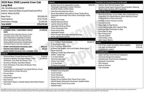 2020 RAM 3500 Laramie Crew Cab 4x4 8' Box