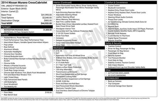 2014 Nissan Murano CrossCabriolet Base