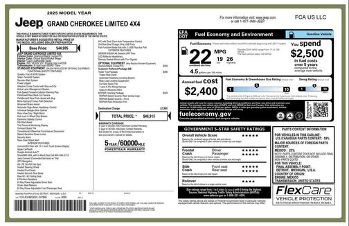 Diamond Black Crystal Pearlcoat 2025 Jeep Grand Cherokee Limited