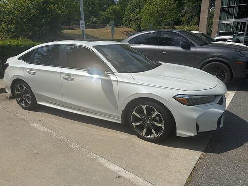 Platinum White Pearl 2025 Honda Civic Hybrid Sport