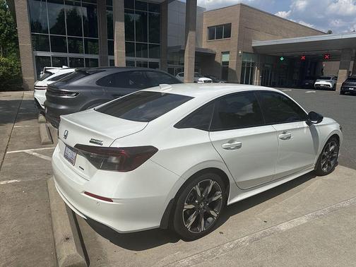 Platinum White Pearl 2025 Honda Civic Hybrid Sport