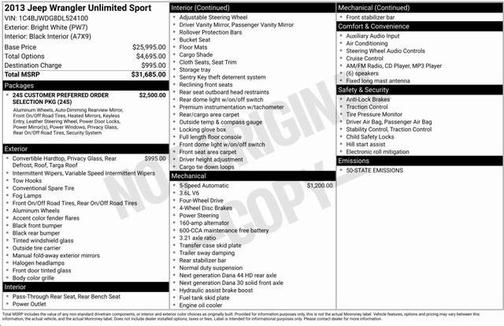 2013 Jeep Wrangler Unlimited Sport