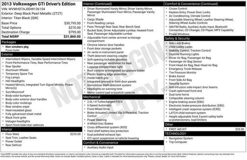 Deep Black Pearl Metallic 2013 Volkswagen GTI Driver's Edition
