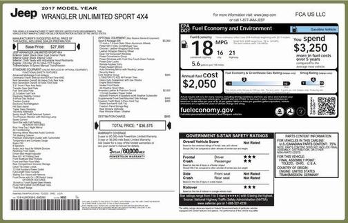 2017 Jeep Wrangler Unlimited Sport