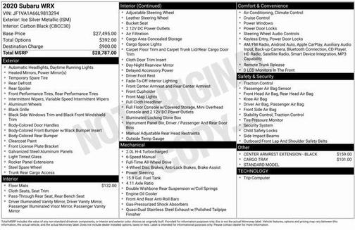 2020 Subaru WRX Base