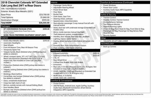 2018 Chevrolet Colorado WT