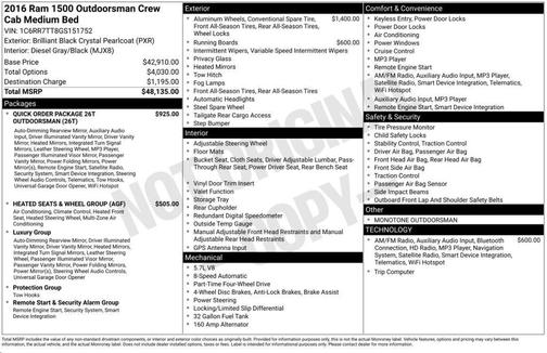 2016 RAM 1500 Outdoorsman