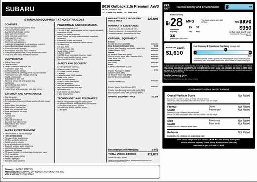 2016 Subaru Outback 2.5i Premium