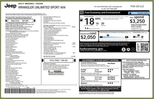 2017 Jeep Wrangler Unlimited Sport