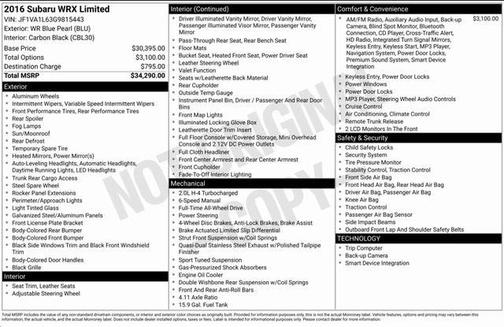 2016 Subaru WRX Limited