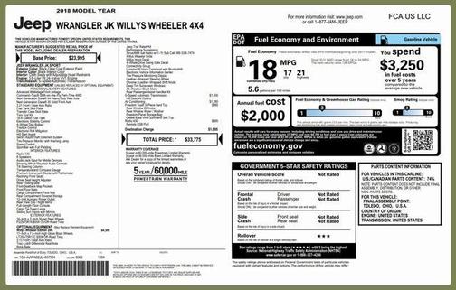 2018 Jeep Wrangler JK Willys Wheeler W