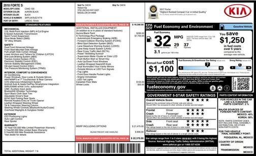 Aurora Black 2018 Kia Forte S