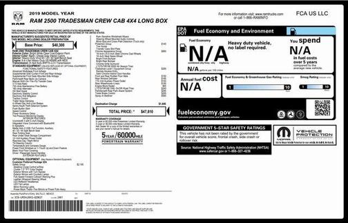 2019 RAM 2500 Tradesman Crew Cab 4x4 8' Box