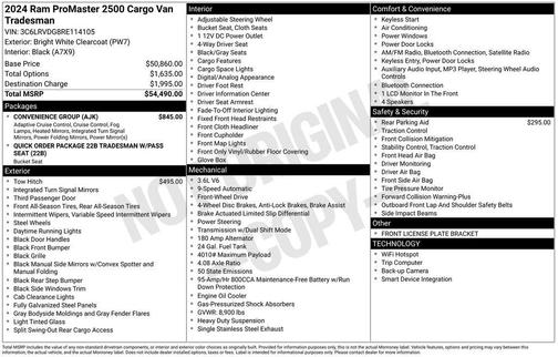 2024 RAM ProMaster 2500 Tradesman