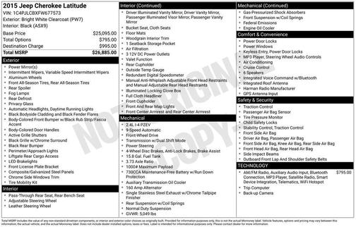 Bright White Clearcoat 2015 Jeep Cherokee Latitude