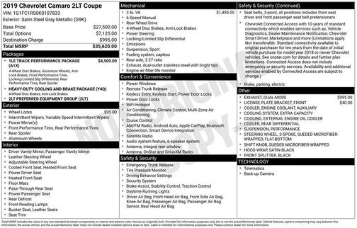 2019 Chevrolet Camaro 2LT