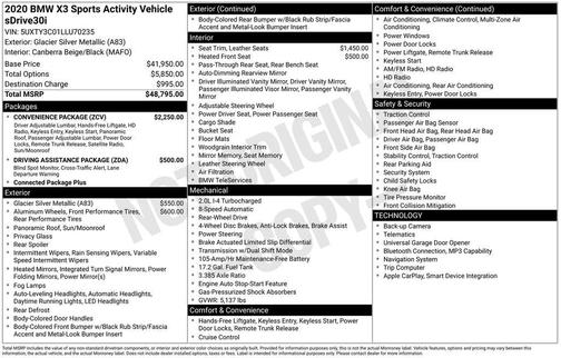 2020 BMW X3 sDrive30i