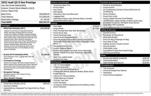 Silver Metallic 2022 Audi Q5 45 S line Prestige