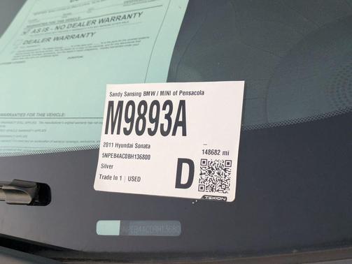 Radiant Silver 2011 Hyundai SONATA GLS