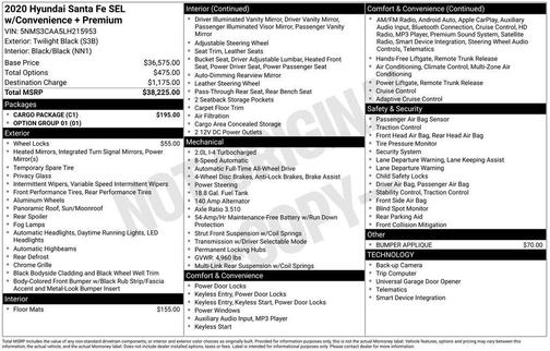 2020 Hyundai SANTA FE 2.0T SEL