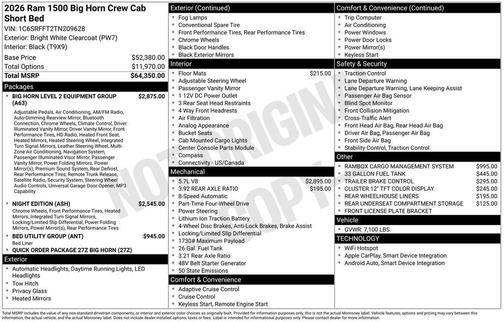 2026 RAM 1500 Big Horn