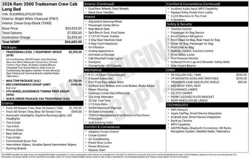 Bright White Clearcoat 2026 RAM 3500 Tradesman