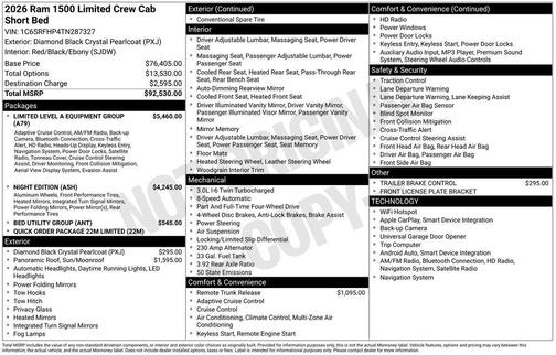Diamond Black 2026 RAM 1500 Limited