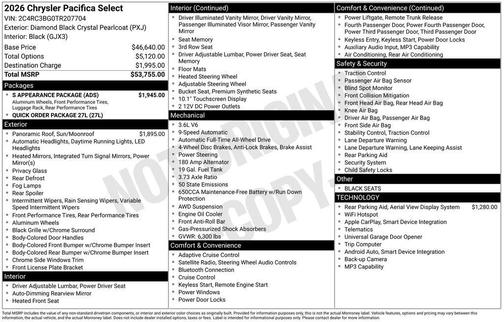 2026 Chrysler Pacifica Select